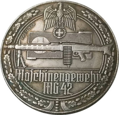 #ad LARGE 1939 1945 GERMAN MG42 MACHINE GUN WWII COMMEMORATIVE MEDAL 59 $35.00
