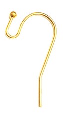2 x Gold Plated French Ear Wire - Shepherds Hook - Open Loop - Brass Base Nickel