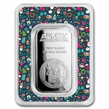 1 oz Silver Bar - APMEX (w/Christmas Collage Card, In TEP)