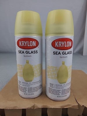 2 KRYLON Sea Glass LEMON Semi Translucent Frosted Finish Spray Paint 12 Oz