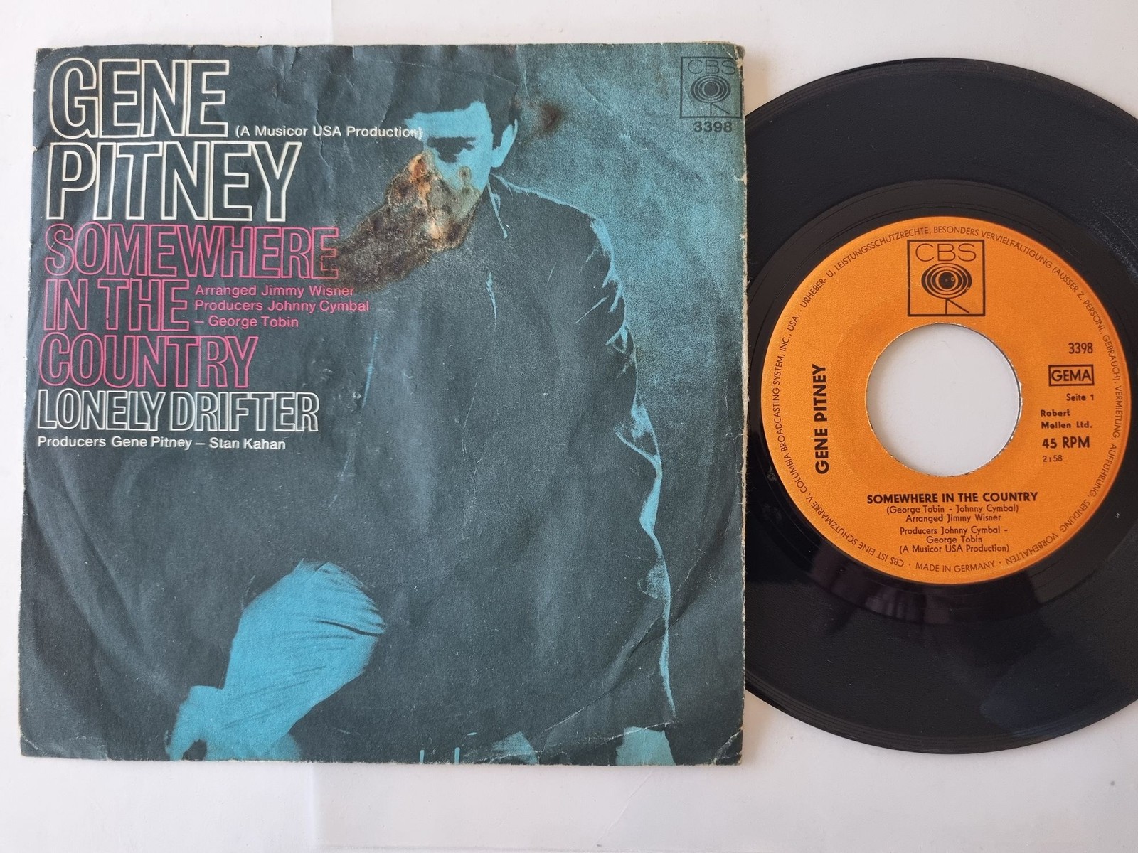 Gene Pitney - Somewhere in the Country 7'' Vinyl Germany WORN COVER
