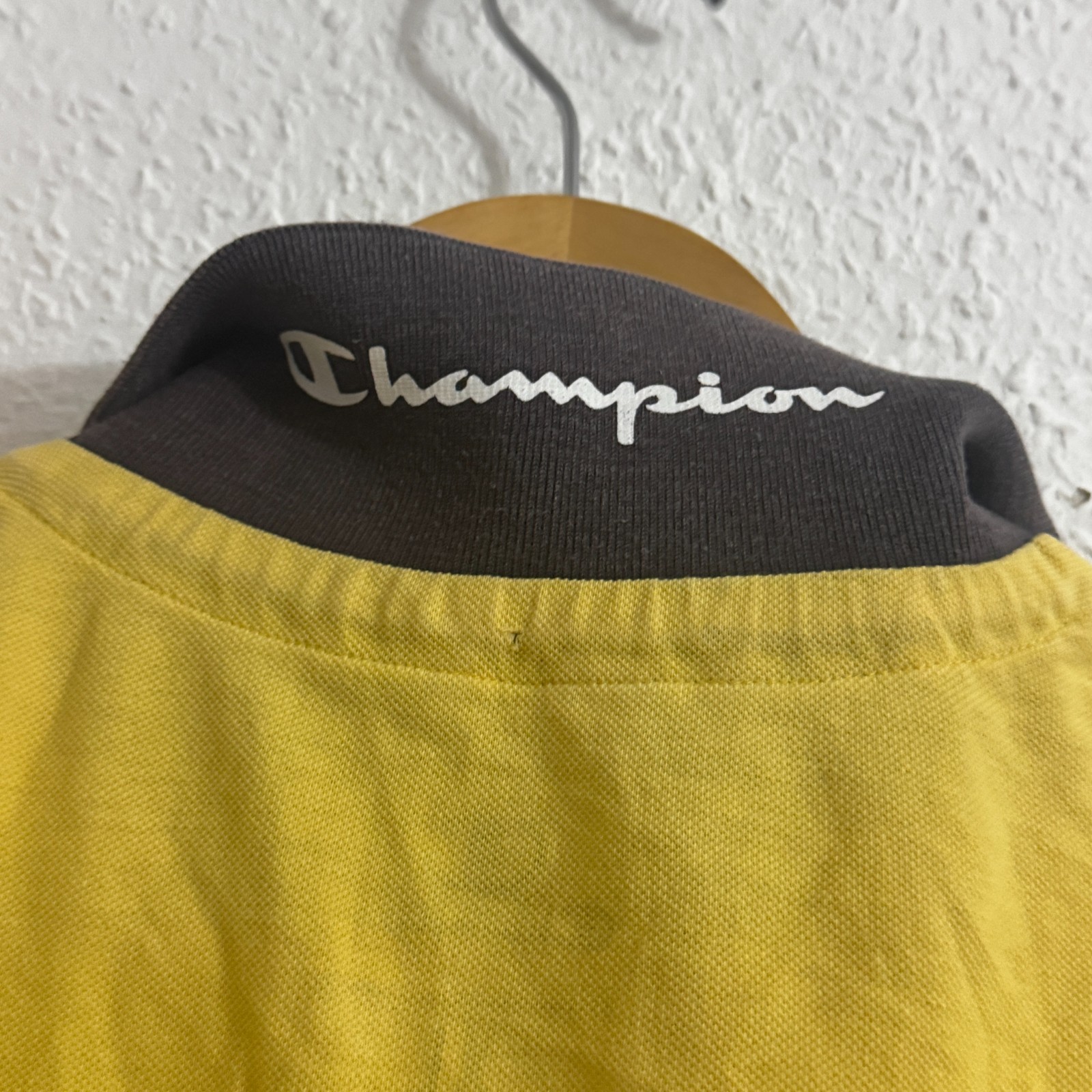 Vintage Champion Yellow Polo Shirt - Embroidered "C" & Varsity Lettering - XL image 10