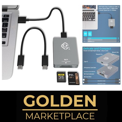 Kartenleser CFexpress Typ A SD USB 3.2 Gen 2 Tragbar Aluminium WLAN