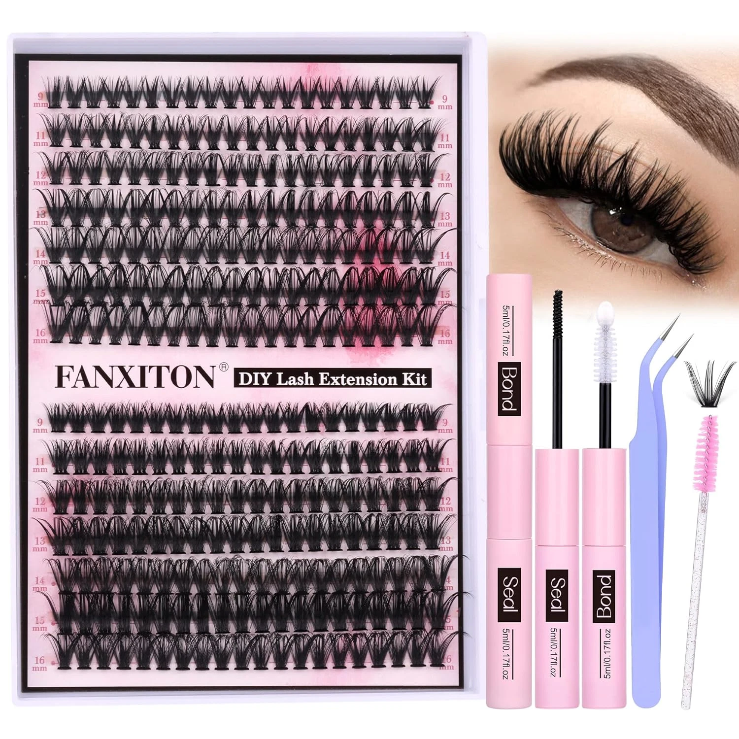 DIY Lash Extension Kit Volume Lash Clusters 40D+50D D Curvature Individual Lashe