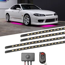 4pc LEDGLOW PINK FLEXIBLE SLIMLINE LED CAR UNDERBODY UNDERGLOW LIGHT KIT