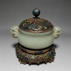 Chinese Antique Jade Censer w/ Gilt Silver Stand & Lid — photo 2