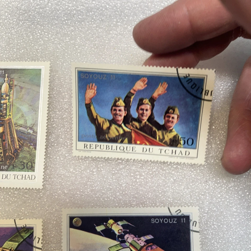 6 estampillas espaciales usadas/canceladas 1972 Chad/Tchad Soyuz 11 (URSS). ¡Buena oferta! MIRAR Foto 3 de 4