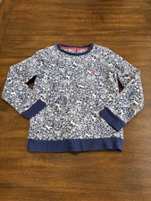 Joules Horses Floral Long Sleeve Crew Neck Sweatshirt Blue  White Girls 10 YRS