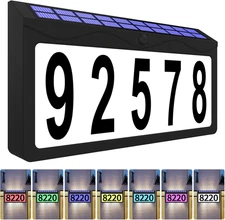 Illuminated Solar Address Sign with Waterproof RGBW House Numbers for Outdoors