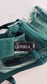 La Perla Dark Green Lace Underwire Unlined Balconette Bra Sz 3