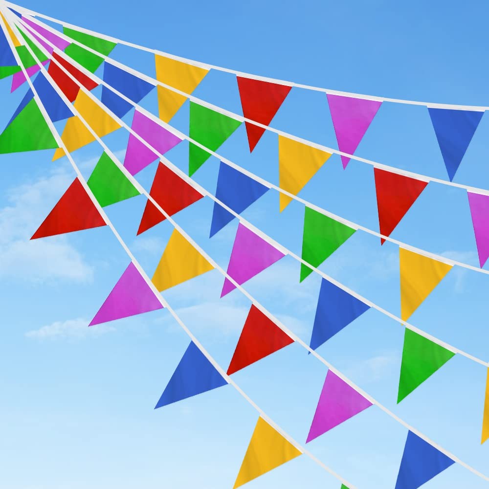 DOJoykey 66ft/20M Multicolor Bunting with 40pcs Triangle Flags Reusable Nylon