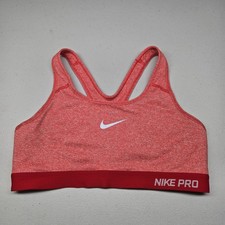Nike Women Sports Bra Medium Red Heather Dri FIT Wireless Jersey Racerback