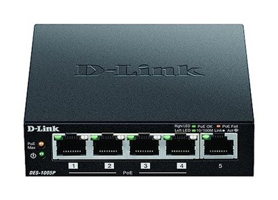 D-Link DES-1005P Fast Ethernet Switch (5-Port Layer2, 10/100 Mbit/s, PoE, einfac