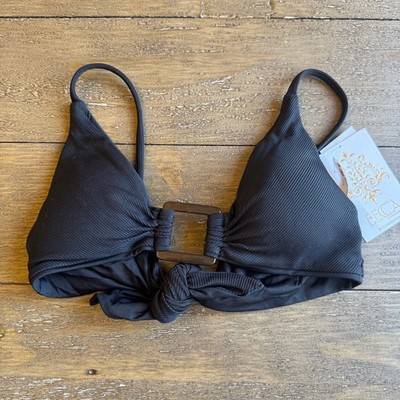 Becca by Rebecca Virtue Black Triangle Bikini Swim Top NWT Size Small Minimalist