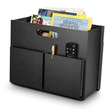  Magazine Holder Stable Magazine Rack Floor, Foldable PU Leather Black(1pc)