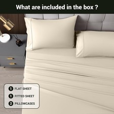 4 Piece Sand Queen Sheet Set Blend Rayon Derived from Bamboo Deep Pocket