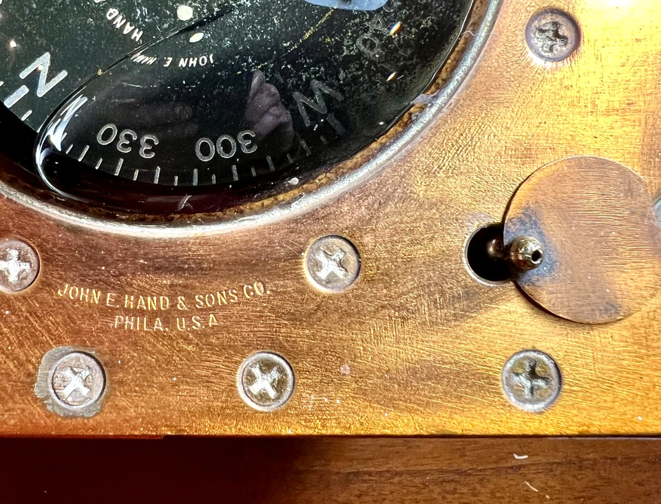 Brújula de barco de cobre John E. Hand & Sons Co. modelo LMC-101-D bonito artículo de historia Foto 3 de 4