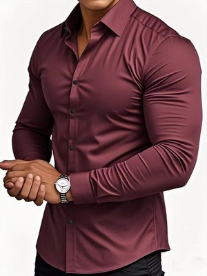 Spring Autumn Men's Solid Color Casual Long-Sleeve Shirt