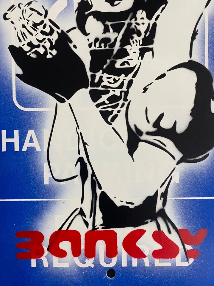 Very Rare Banksy Original spray stencil  Street Sign Painting 2014 - Image 4 of 4