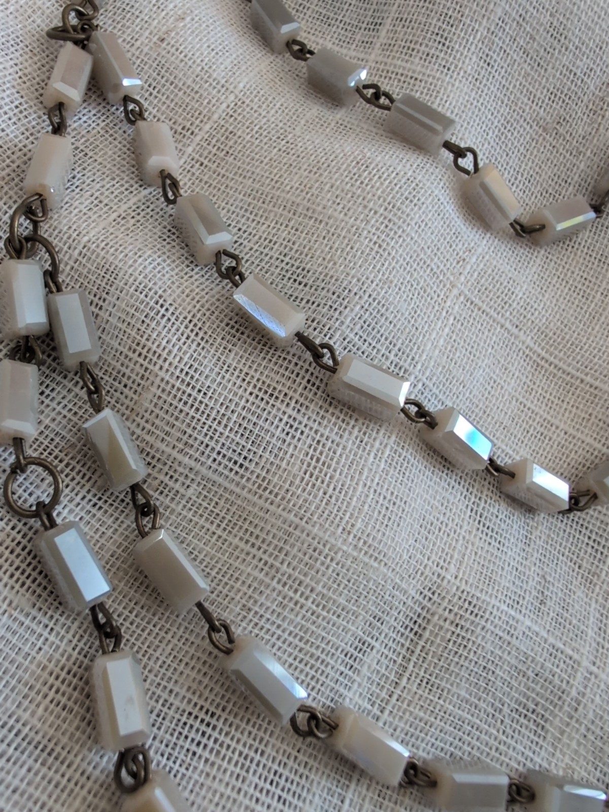 Vintage  4 Strand Rectangular Iridescent Bead Lay… - image 3