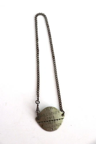 1916 WW1 French Military Army Dog Tag Necklace Versailles France