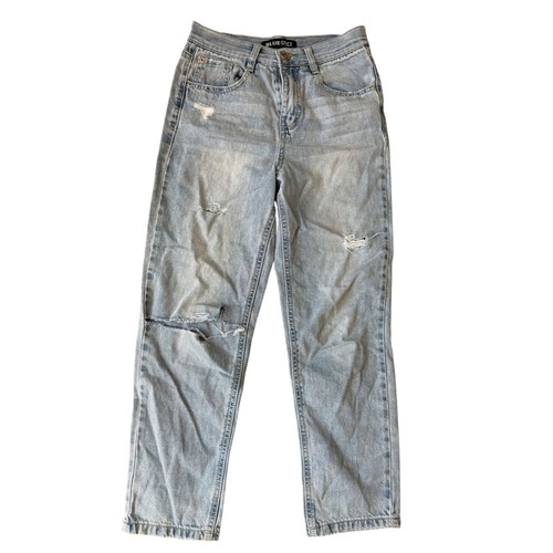 Blue Spice Straight Jeans Girl’s Kid’s Size 8 Blue Denim Distressed Zip Fly - Picture 1 of 5