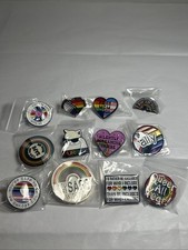 LGBTQ Pride Rainbow Enamel Pin Brooch Lot Of 9 Social Battery Safe Peace Social