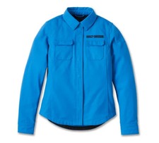 New Women's Harley-Davidson Operative Textile Riding Shirt Jacket in Blue-L