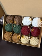 Crochet Christmas Ball Ornaments Set Of 12 Neutral Colors Cottage Core NEW