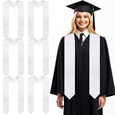 6pcs Graduation Stoles70 Inches Plain White Graduation Sash Honor Stole for 2