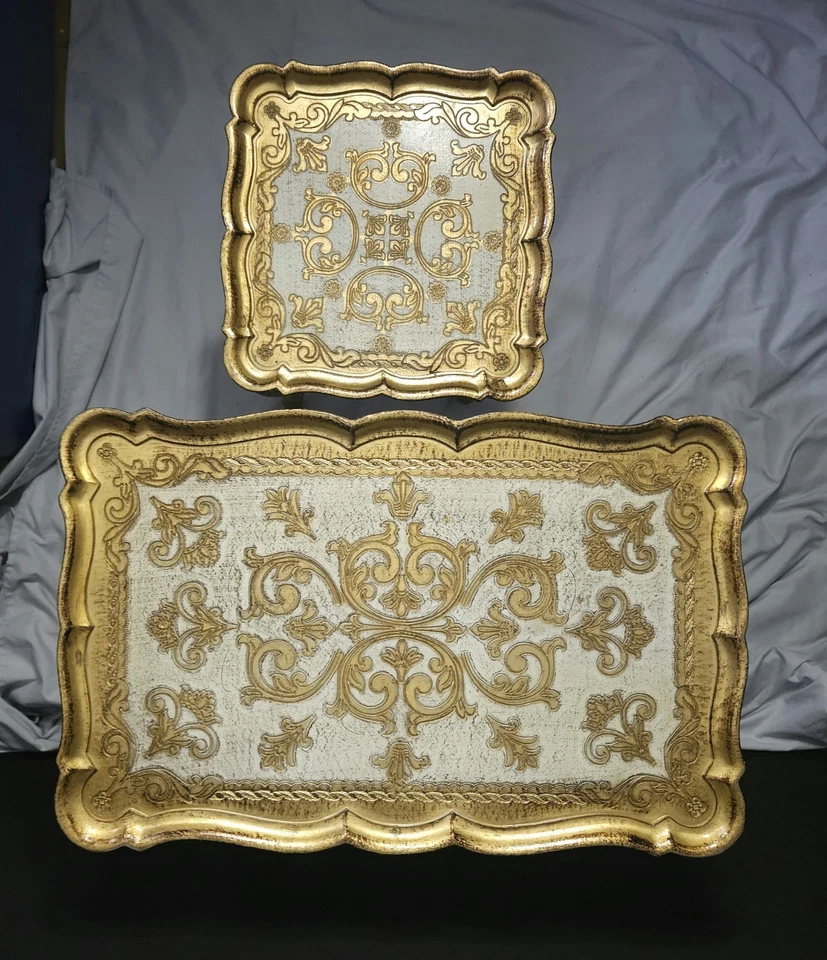 Mesas anidadoras italianas florentinas doradas vintage (2) Foto 3 de 4