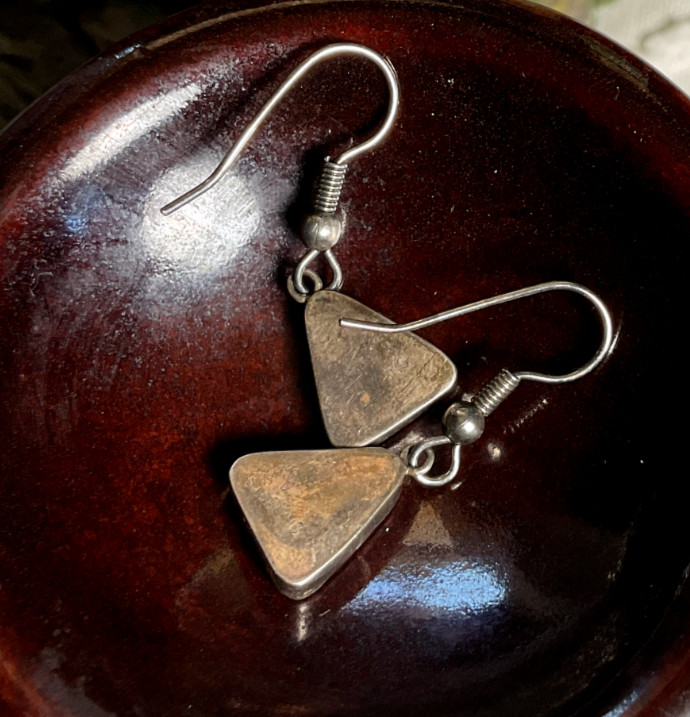 Sterling Triangular Turquoise Earrings - image 3