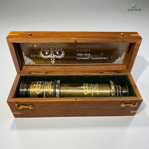 Télescope antique en laiton avec boîte en bois – Longue-vue nautique vintage - Foto 2 di 6