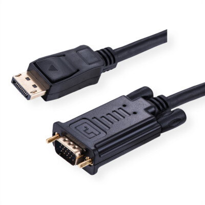 DisplayPort-VGA Kabel, DP Stecker - VGA Stecker, schwarz, 2 m