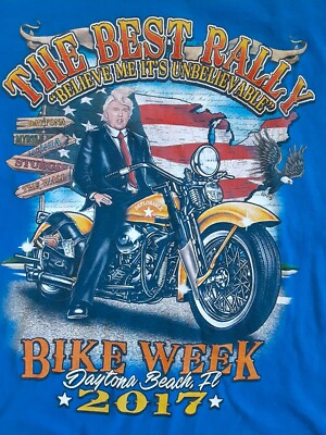 daytona beach Bike Week 2017 Donald Trump MAGA T-Shirt Men's large* 40