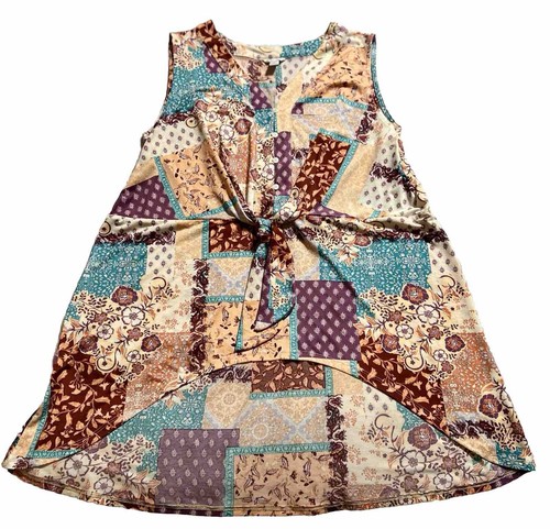 Cato EST. 1946 Sleeveless Tunic Multi Colored W/ Button/ Tie Front Sz. XL - Picture 3 of 7