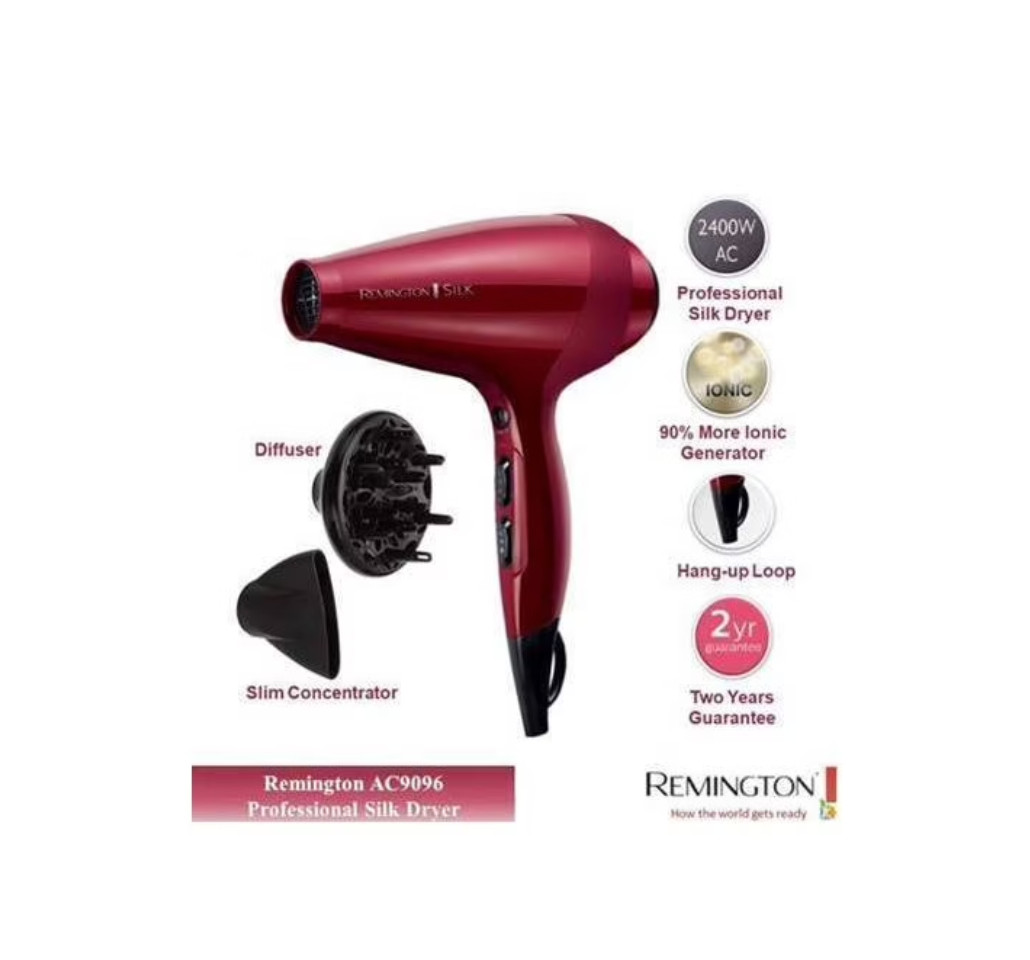 Sèche-Cheveux REMINGTON AC 9096 rouge soyeux de 2200W à moteur AC