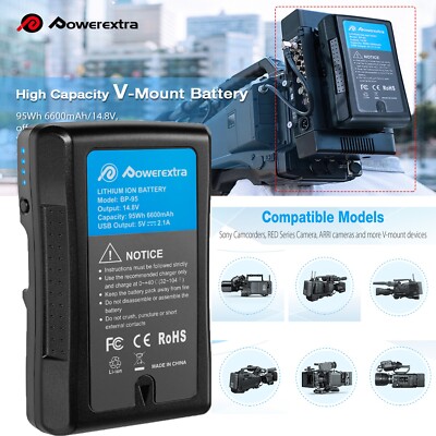 For Canon EOS C100 C300 C500 5D 7D 60D Camera V Mount V-Lock BP-95 Battery 95Wh