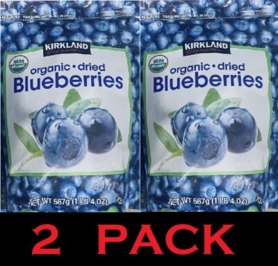 2x Kirkland Signature USDA ORGANIC DRIED BLUEBERRIES 20 oz Bag - 2 PACK