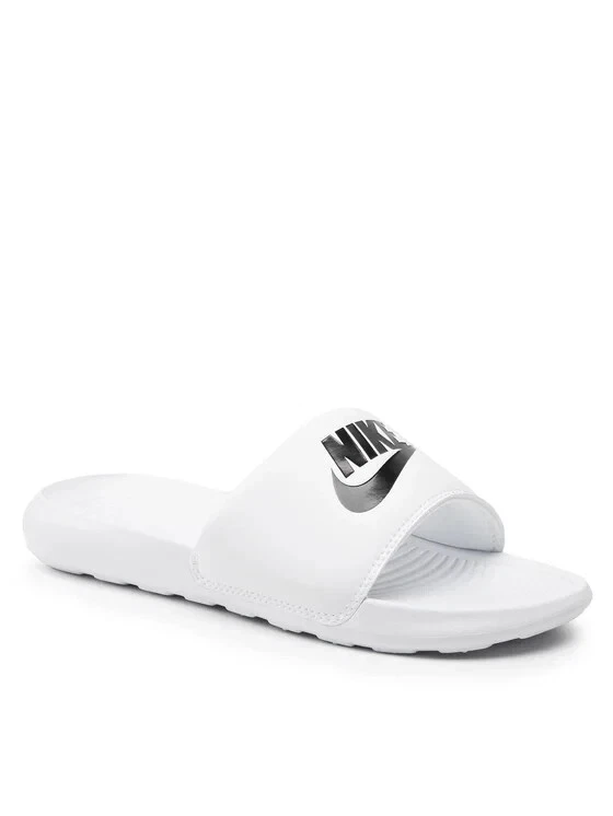 CIABATTE NIKE UOMO CN9675 100 VICTORI ONE SLIDE WHITE BLACK LOGO ORIGINALI