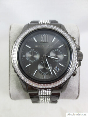 NEW Michael Kors Everest Gunmetal Black Oversized Chronograph