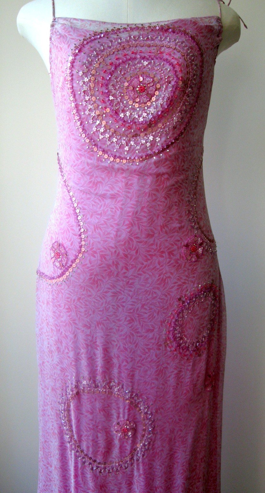 Badgley Mischka  dress  light purple beaded hot pink chiffon lining image 3