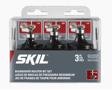 Skil 91002 3-Piece Carbide-Tipped Roundover Router Bit Set 1/4", 3/8",1/2"