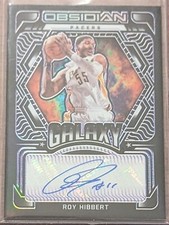 ROY HIBBERT 2021-22 Obsidian Galaxy Purple Etched Laser Auto /75 Autograph