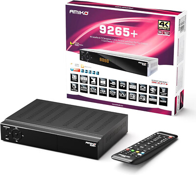 AMIKO 9265+ 4K UHD Combo Receiver, Sat- Kabel- & DVB-T2 Receiver mit PVR Astra