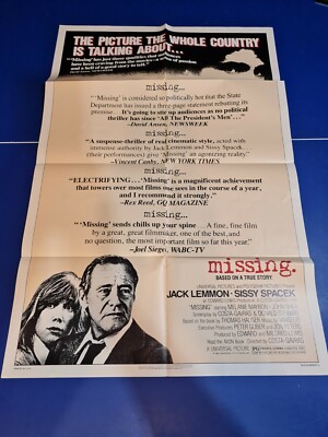 Missing 1982 27x 40 Authentic Original one sheet cinema quad poster