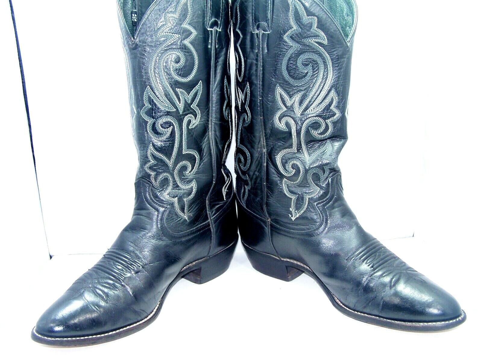 justin-1409-men-s-boot-size-9ee-black-leather-round-toe-western-cowboy