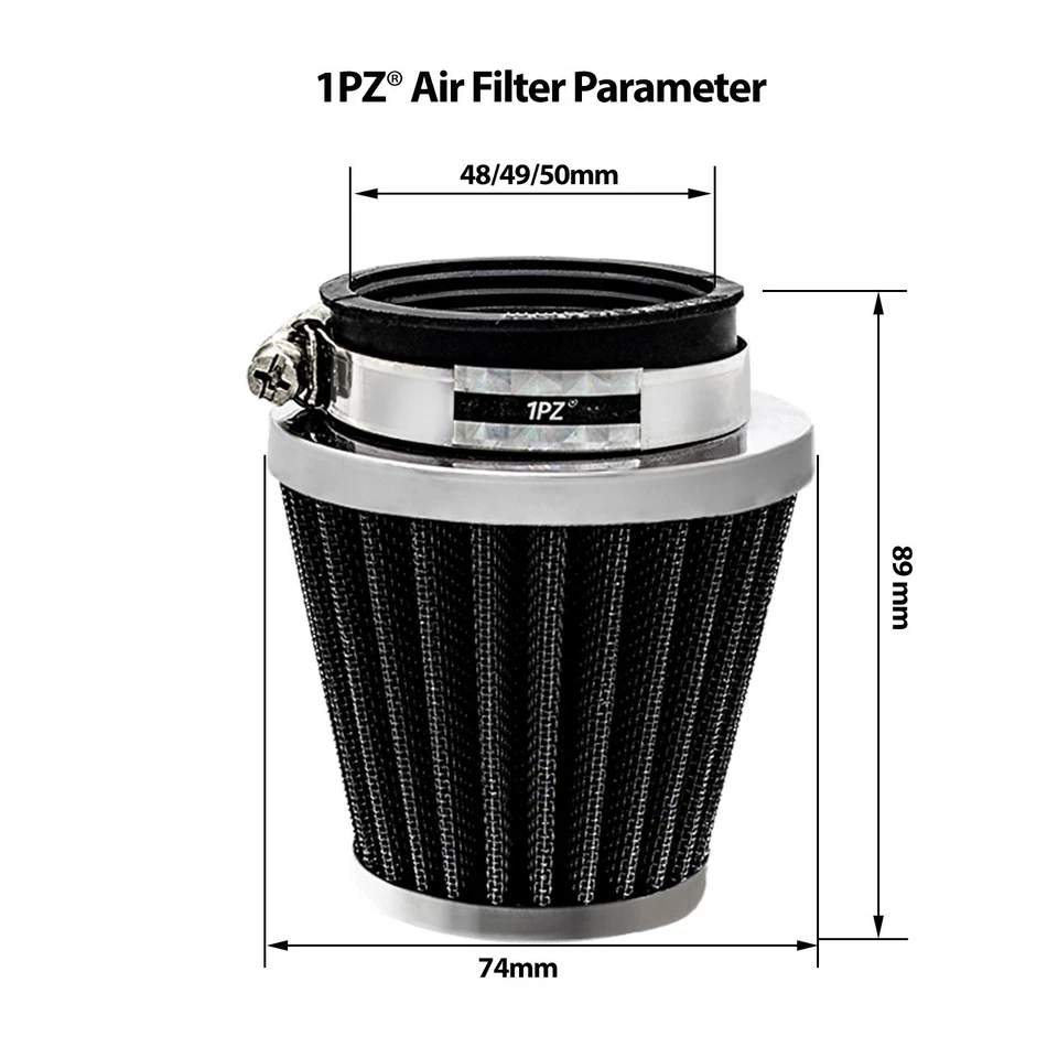 48/49/50mm 4 Air Intake Filter Cleaner For Suzuki GS400 GS550E GS550M GT750 - Image 2 of 4