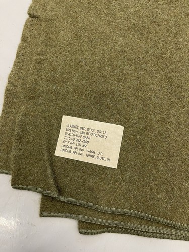 Genuine US Military Vintage OG/118, Olive Green 100% Wool Blanket New. - Picture 2 of 10