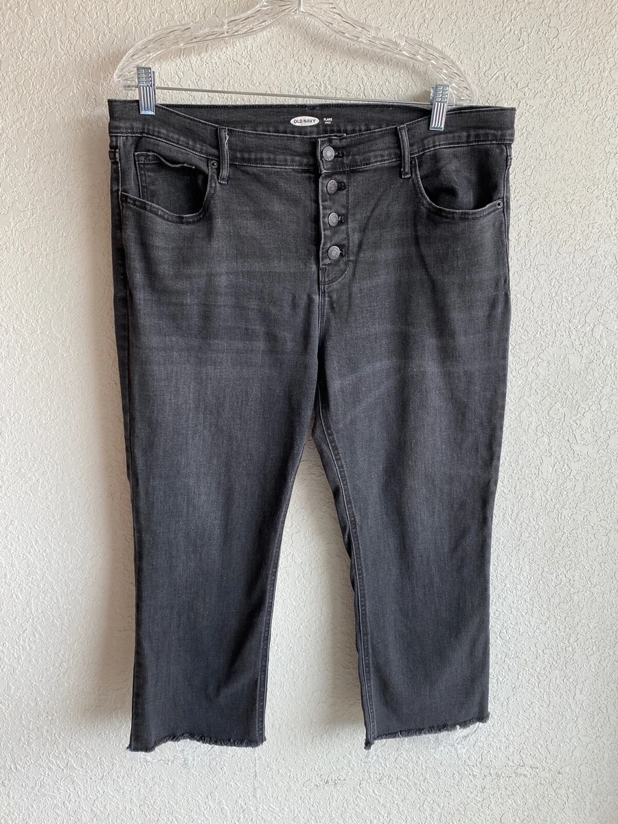 Old Navy Womens Flare Ankle Raw Hem Button Fly Jeans Size 16 Measured 37x23.5